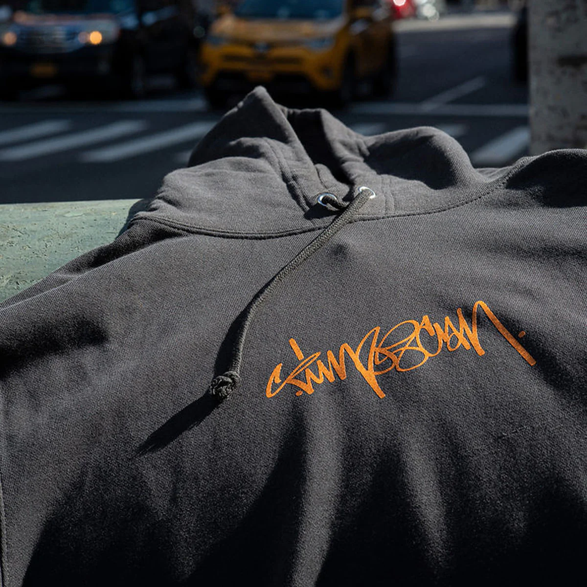 Timescan Script Logo Hoodie - Washed Black - Image 4