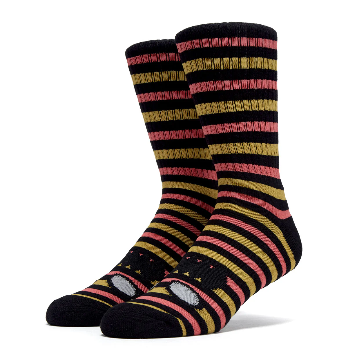 Toy Machine Monster Face Mini Stripes Socks - Black/Mustard