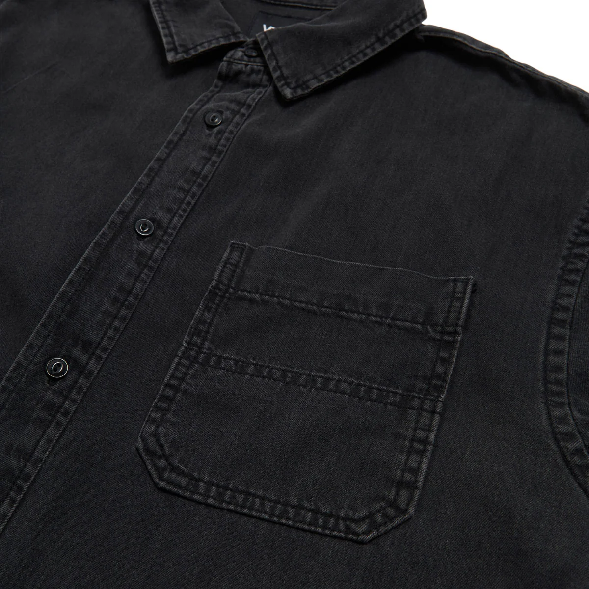 Vans Cyrus Straight Hem Denim Woven Shirt - Washed Black - Image 3