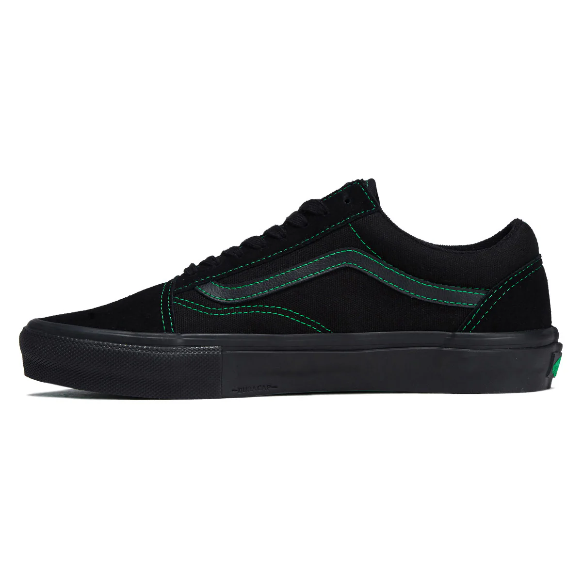 Vans Skate Old Skool Shoes - Black/Black/Green - Image 2