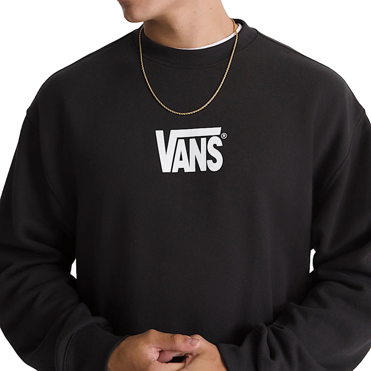Vans Stretch Logo Crew Sweatshirt - Black/White - Image 3