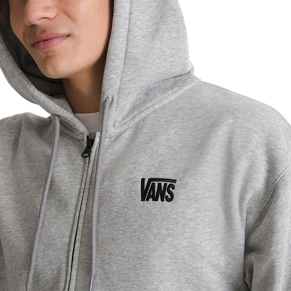 Vans Stretch Logo Full Zip Hoodie - Cement Heather - Image 3